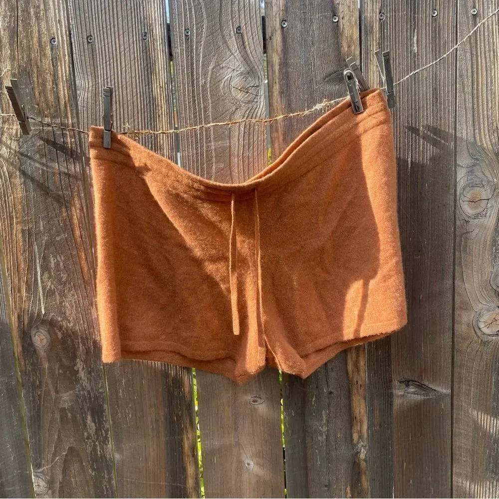 Naadam Cashmere Shorts in Rust Brown Pull-on Knit Short size XL